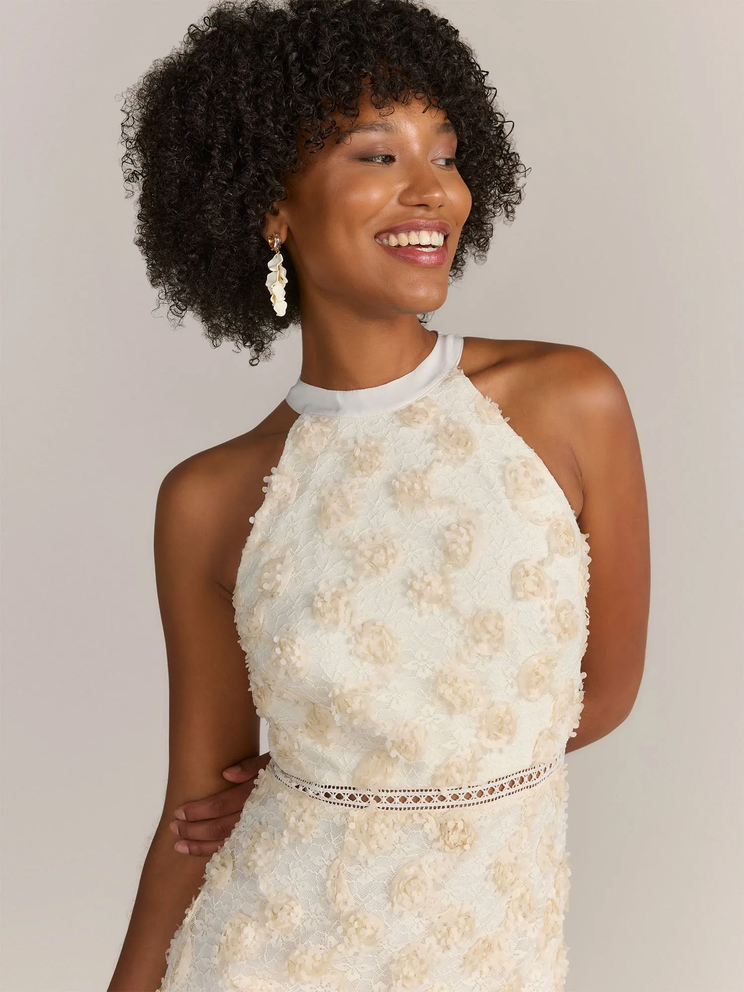 Just Me Textured Lace Ruffle Midi Dress - Brands We Love