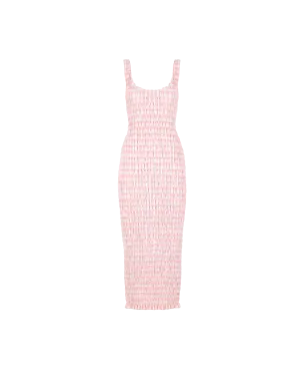 KLEIN GINGHAM MIDI DRESS PINK GINGHAM