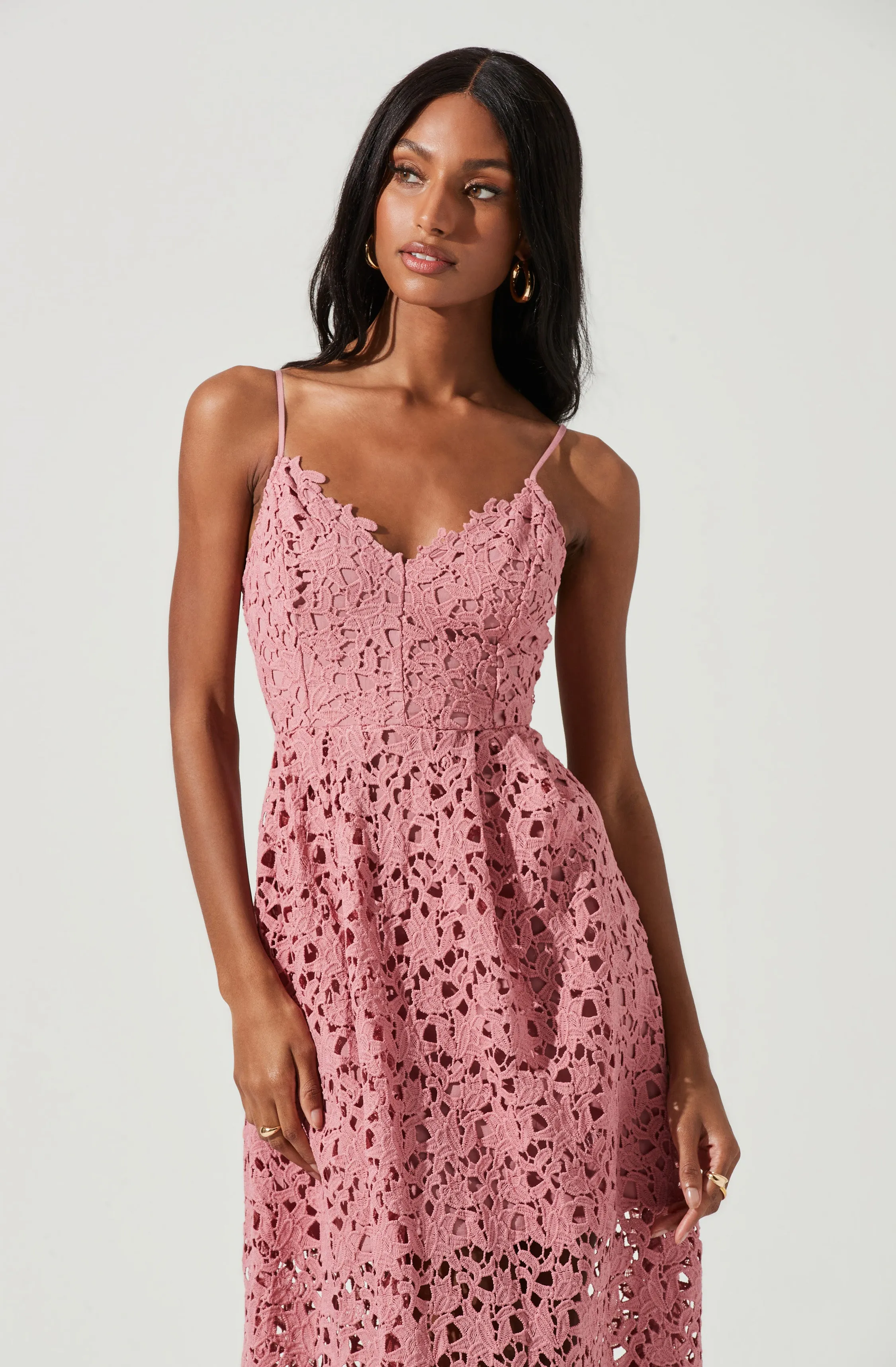 Lace A Line Midi Dress