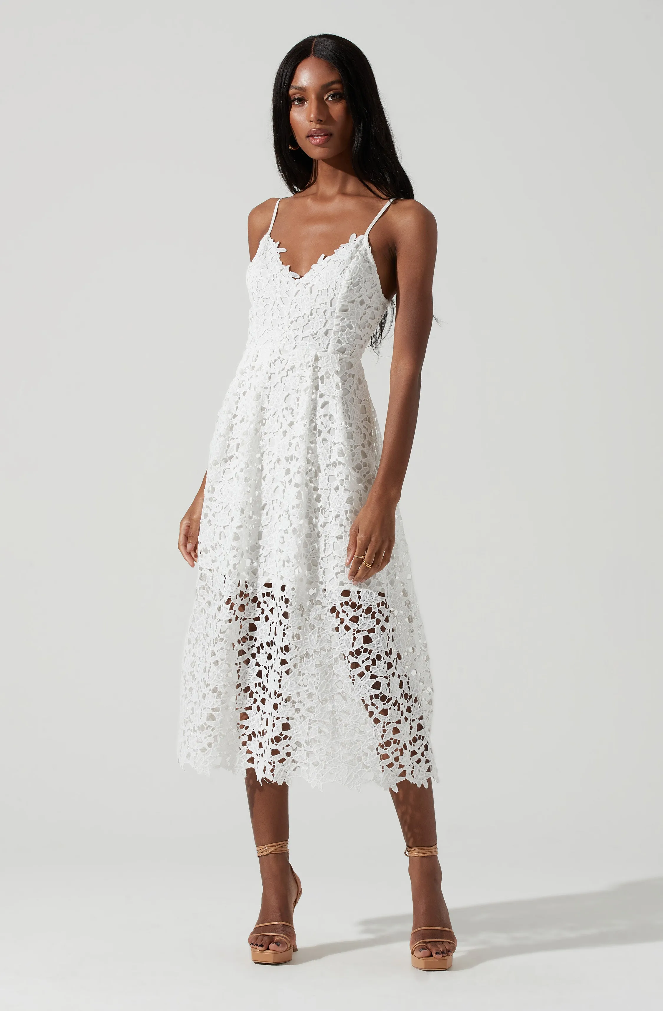 Lace A Line Midi Dress