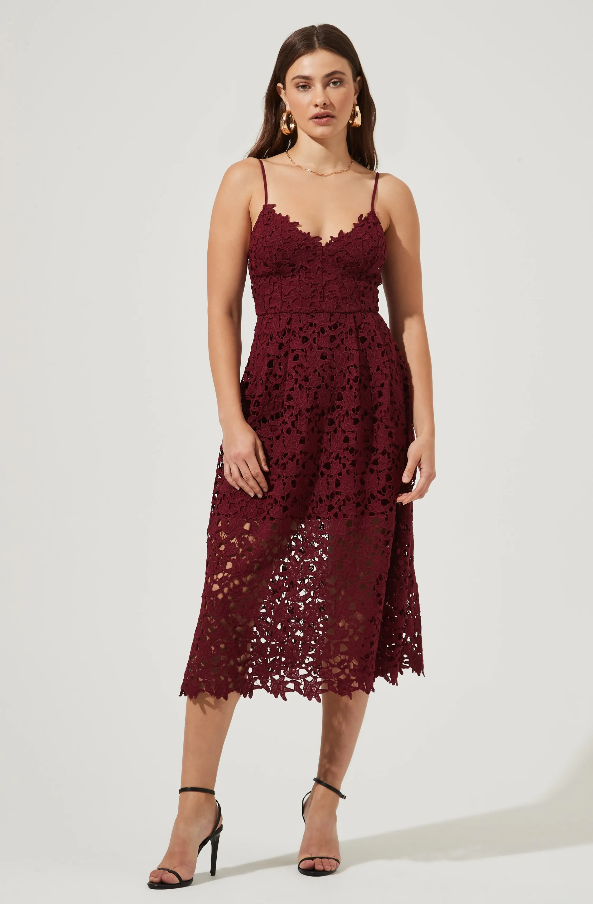 Lace A Line Midi Dress