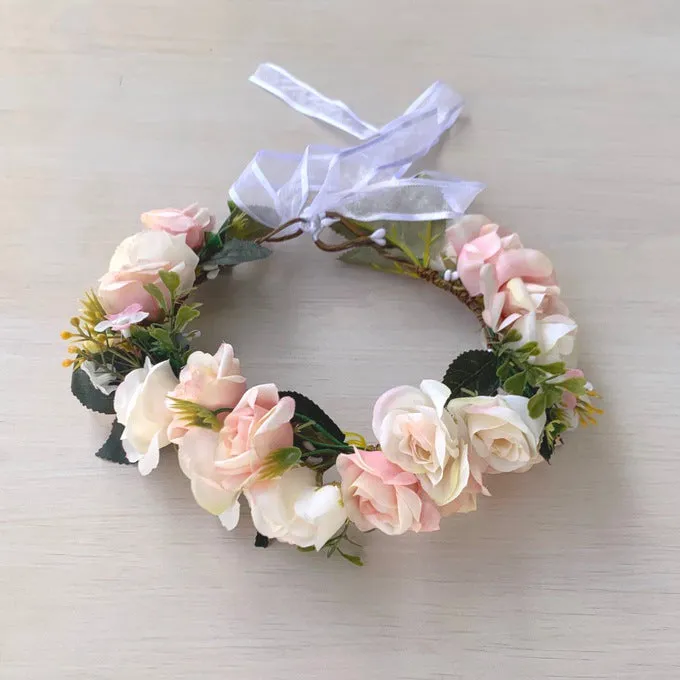 Macie Girls Soft Pink Flower Crown