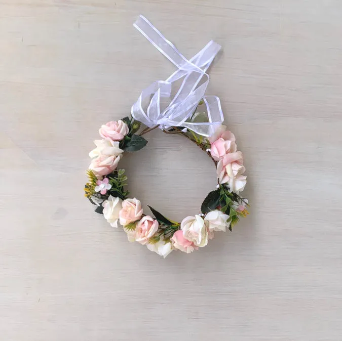 Macie Girls Soft Pink Flower Crown