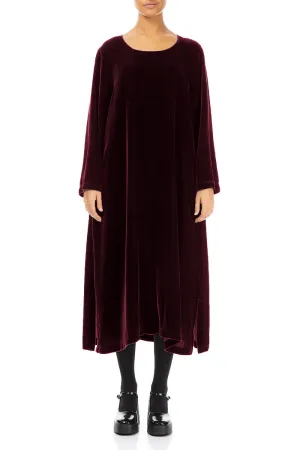 Magenta Silk Velvet Shift Dress