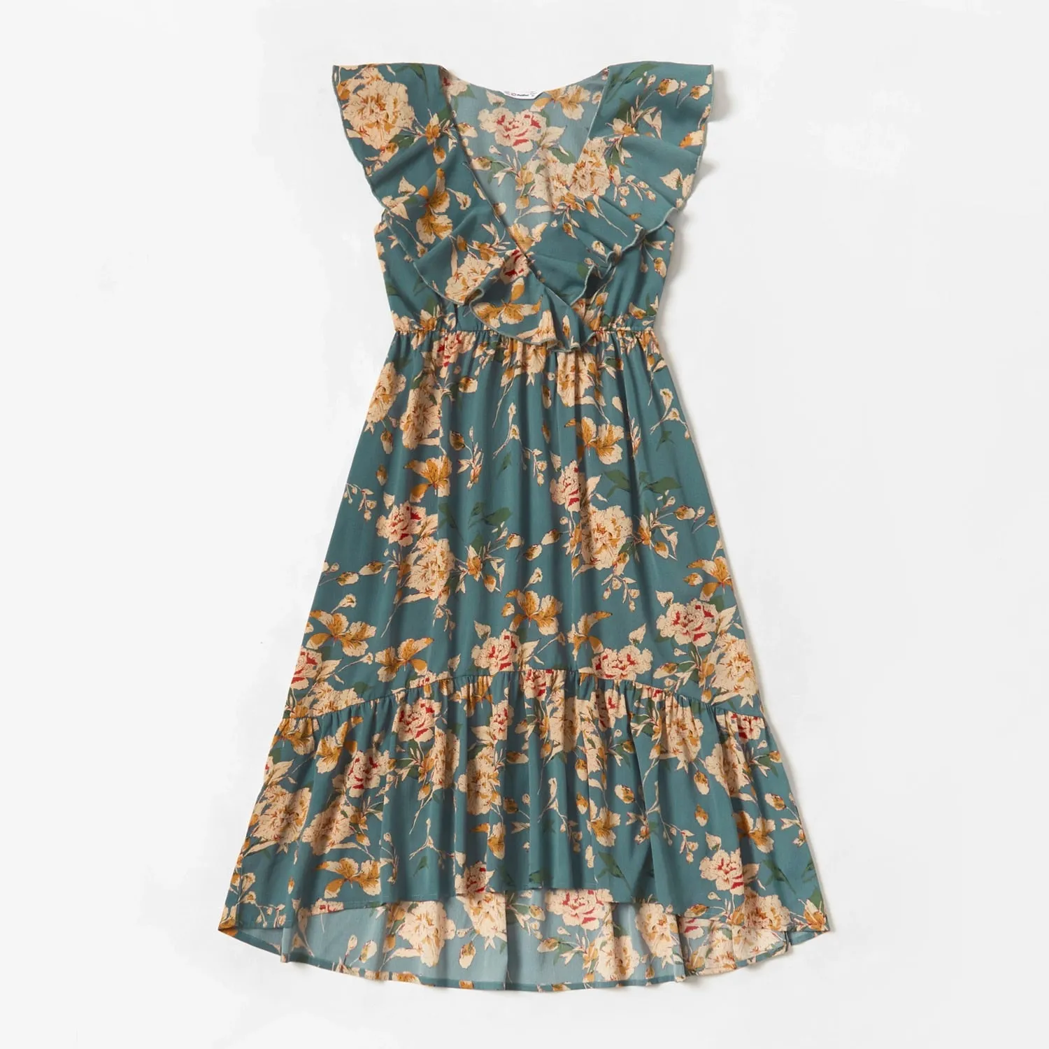 Matching Family Outfit - Floral Print Vintage Midi Dresses - Flounce V-neck Sleeveless Dresses