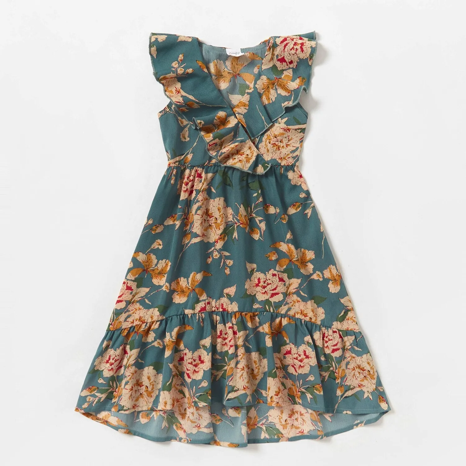 Matching Family Outfit - Floral Print Vintage Midi Dresses - Flounce V-neck Sleeveless Dresses