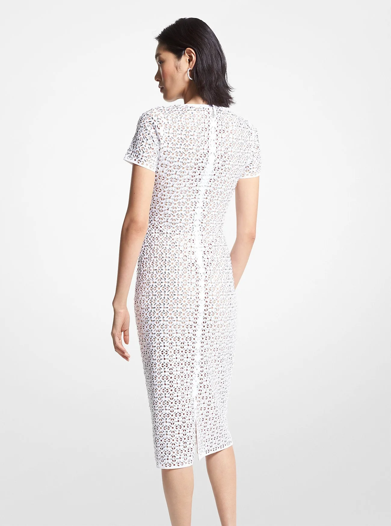 Michael Kors Laser Cut Scuba Dress, White