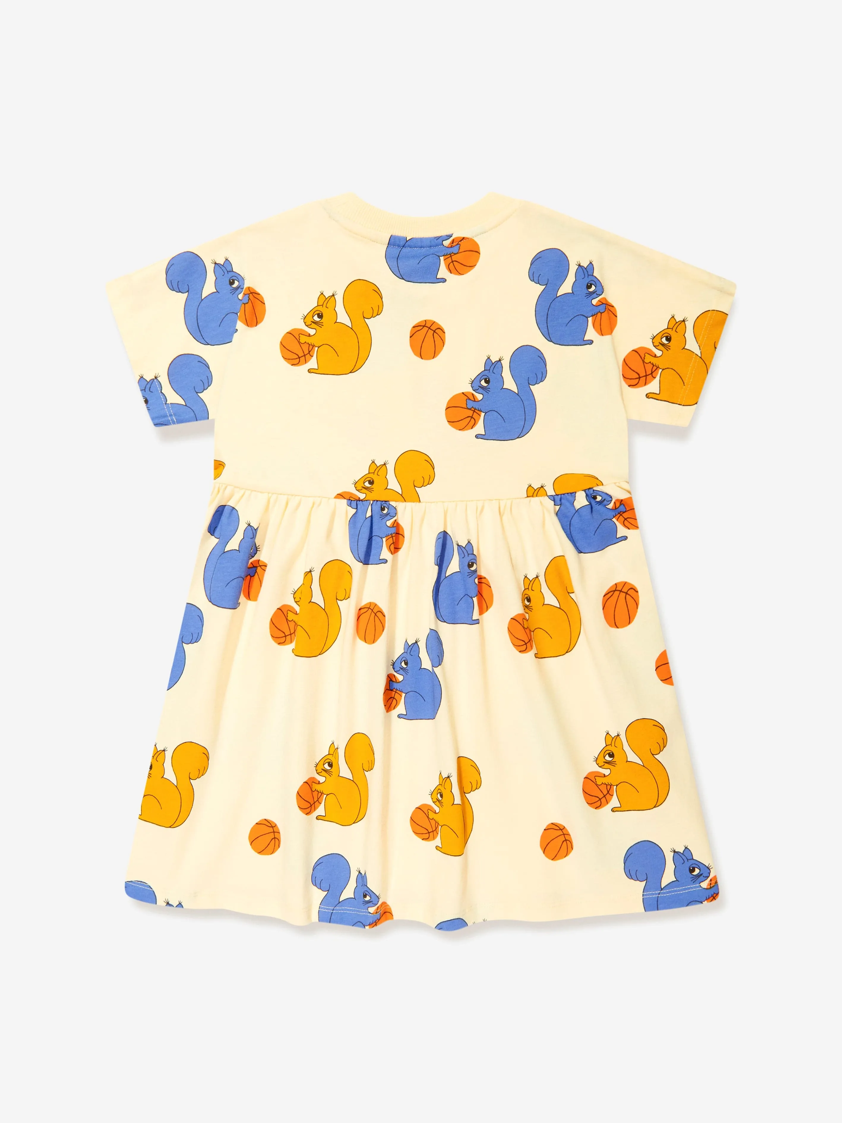 Mini Rodini Girls Squirrels Print Dress in Yellow