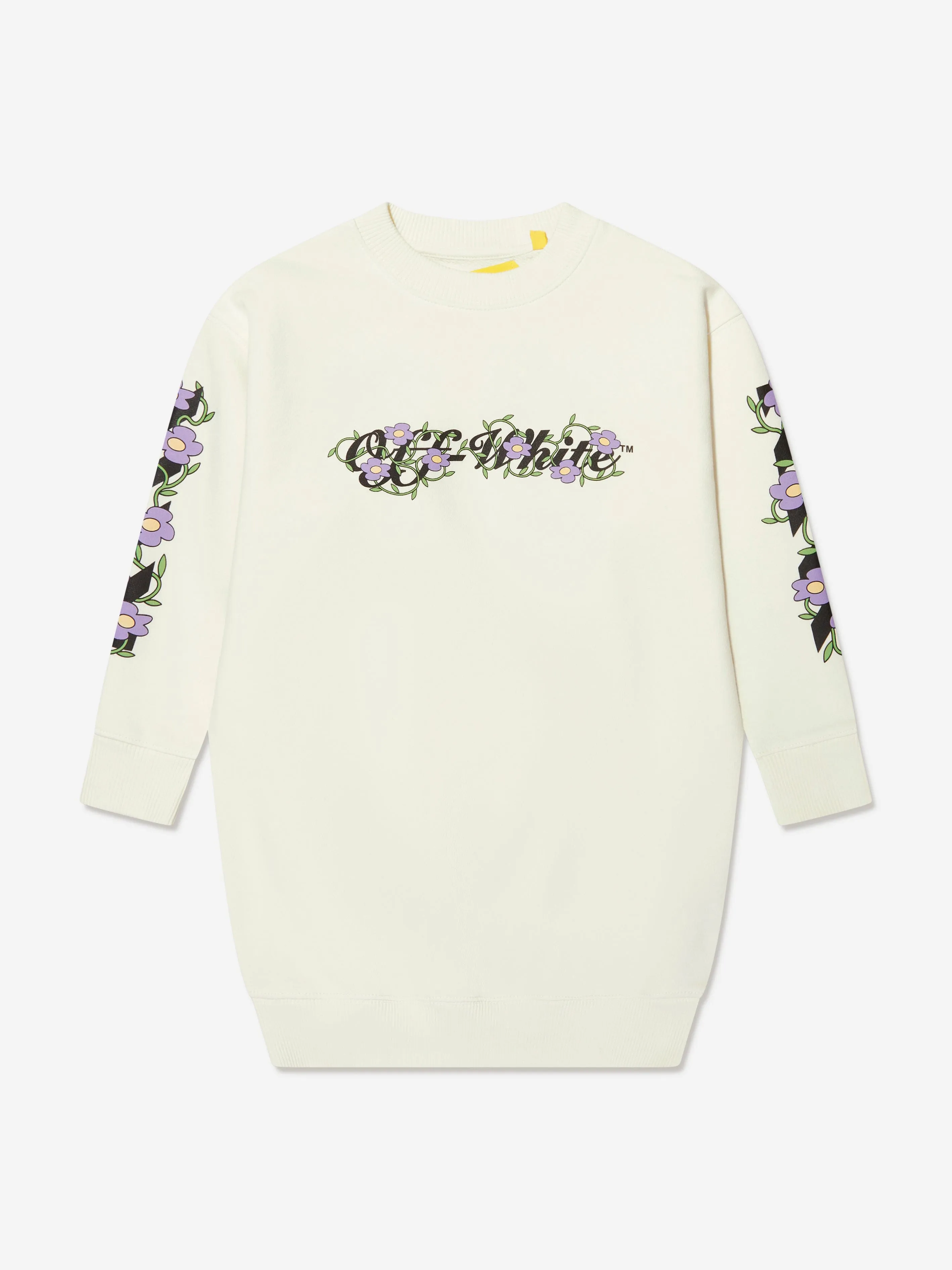 Off-White Girls Off Flowers Crew Dress in White