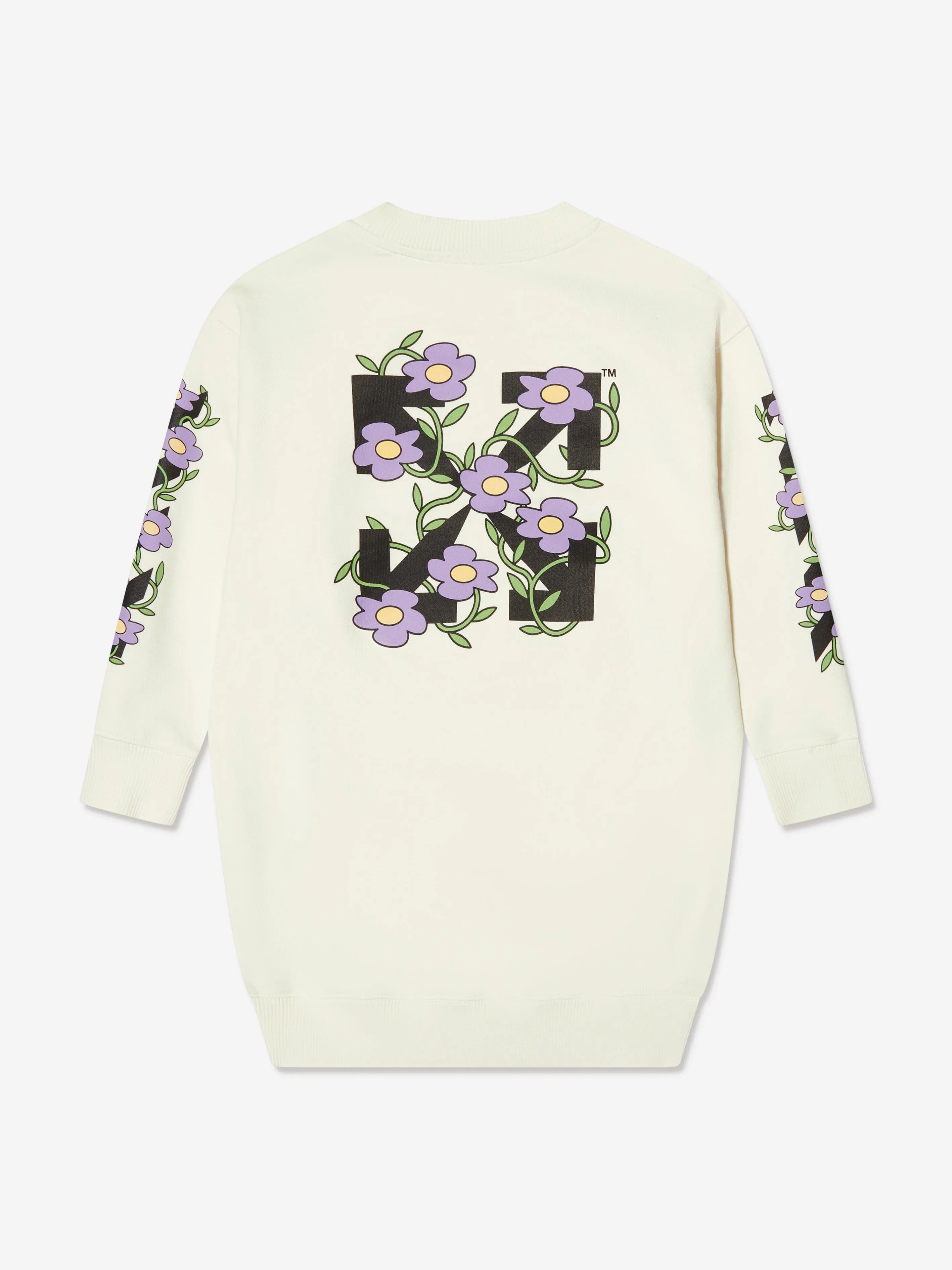 Off-White Girls Off Flowers Crew Dress in White