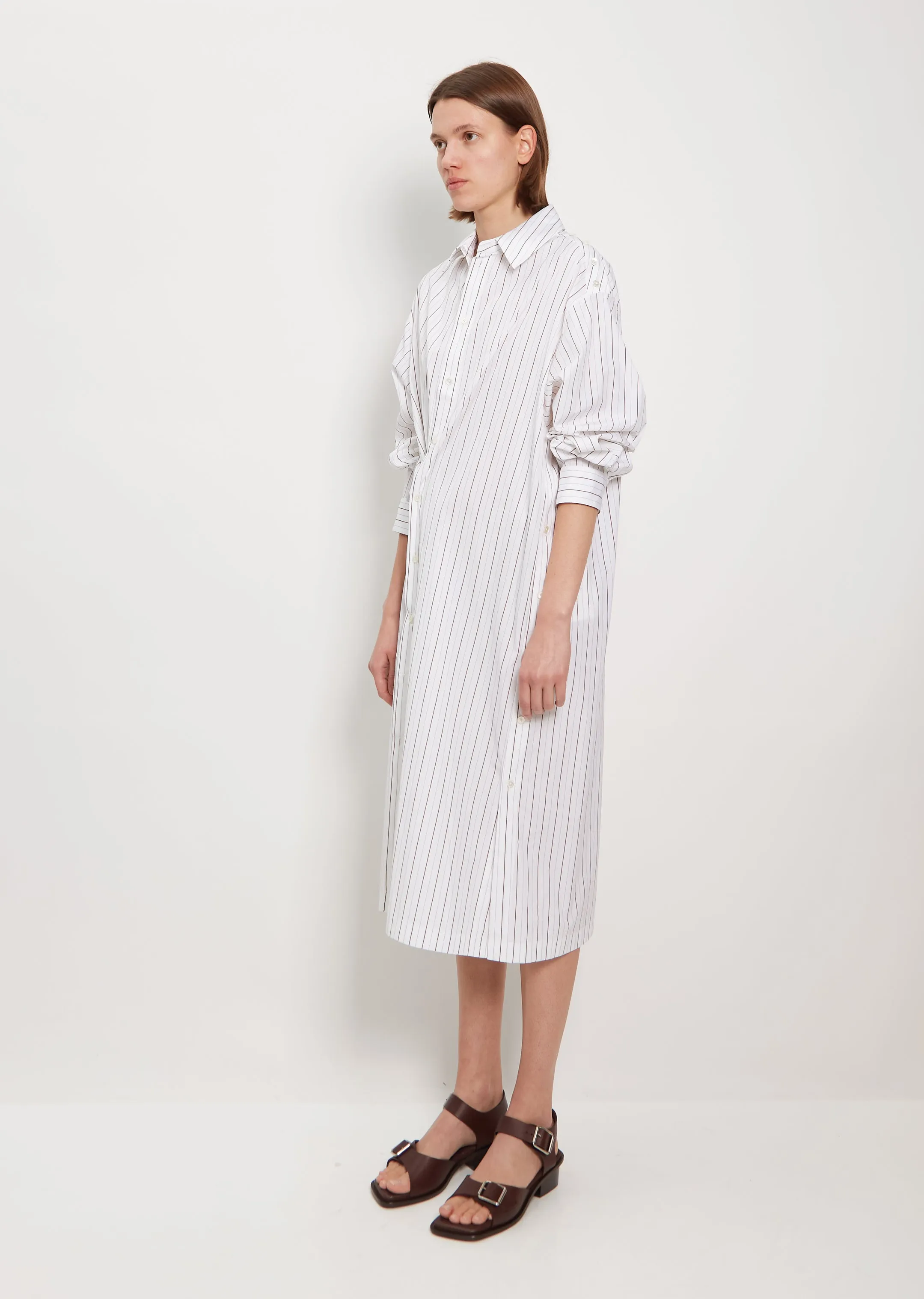 Playful Buttoned Cotton Shirt Dress