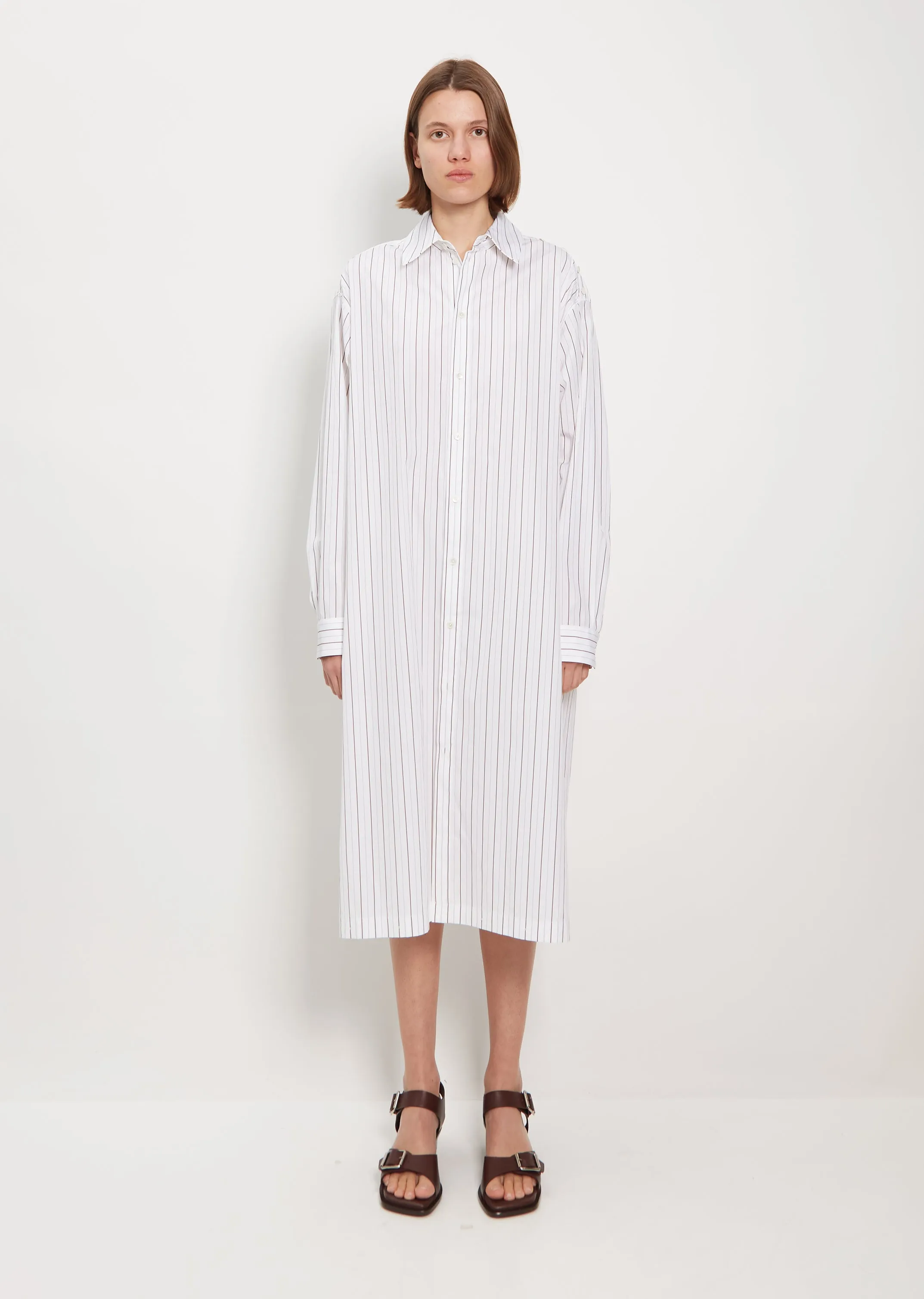 Playful Buttoned Cotton Shirt Dress