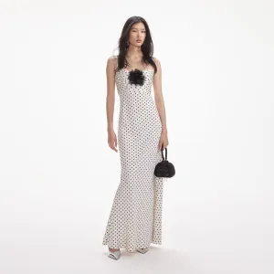 Polka Dot Satin Maxi Dress