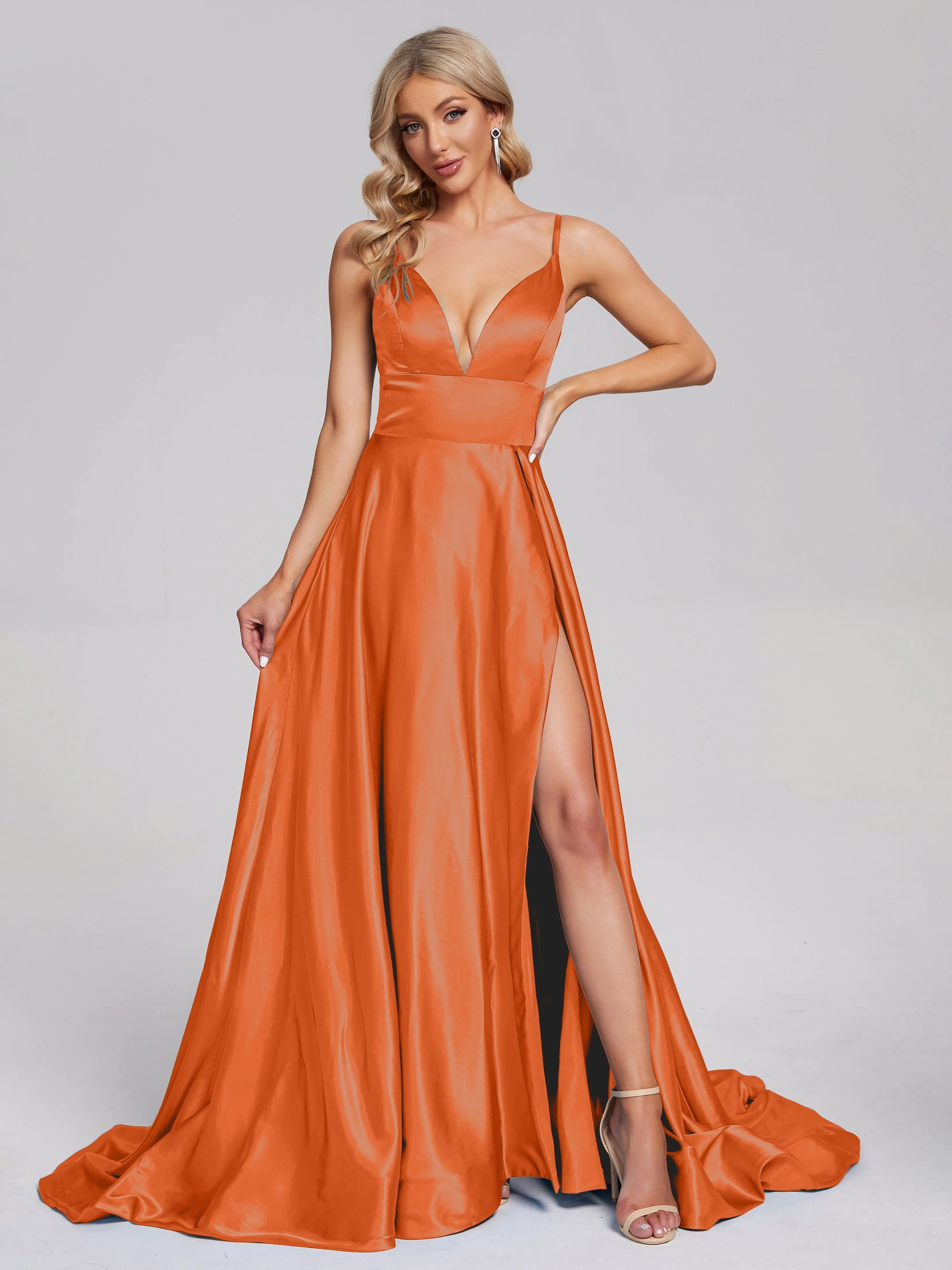 Pretty Soft Satin Long Prom Dresses