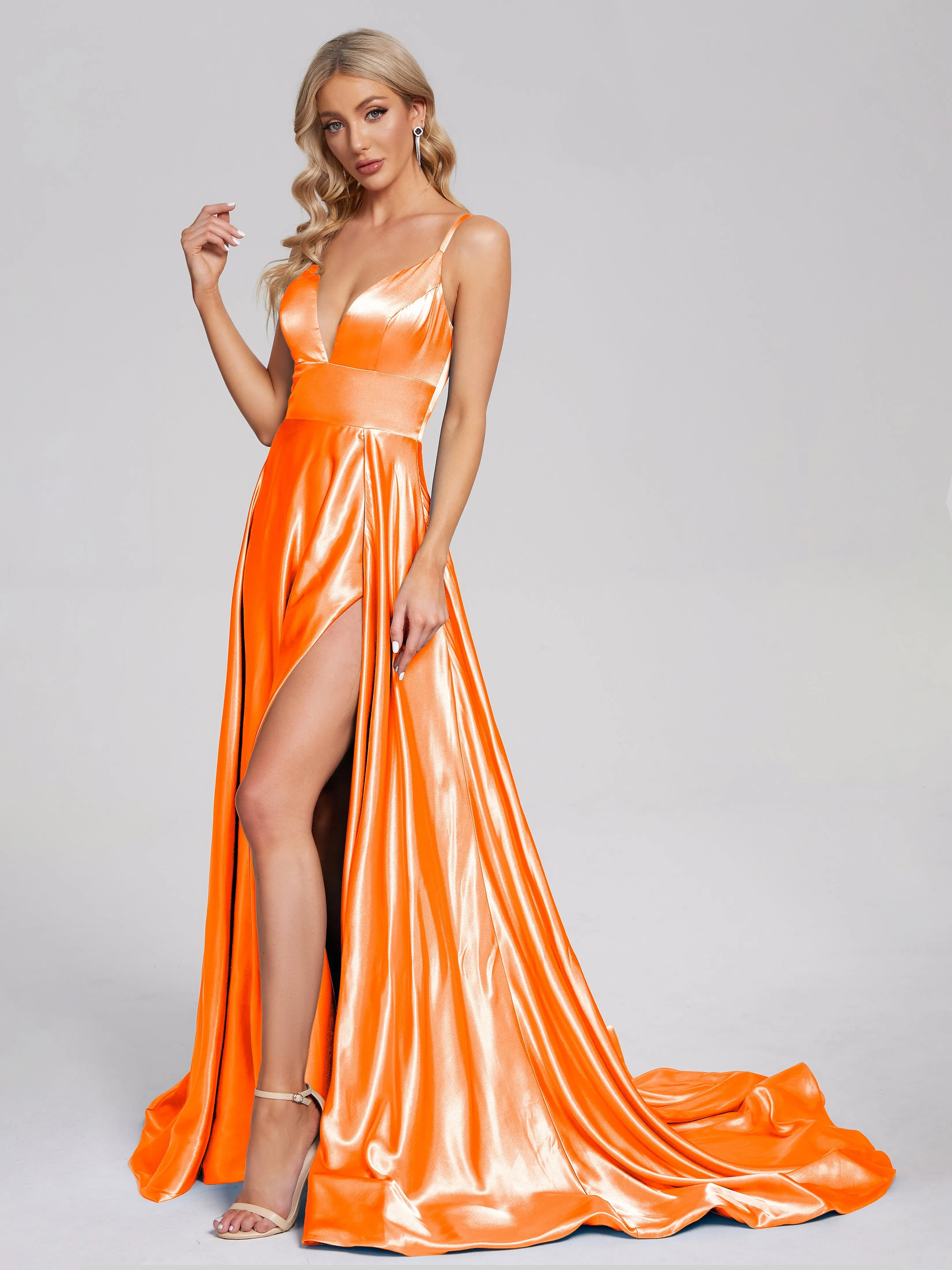 Pretty Soft Satin Long Prom Dresses