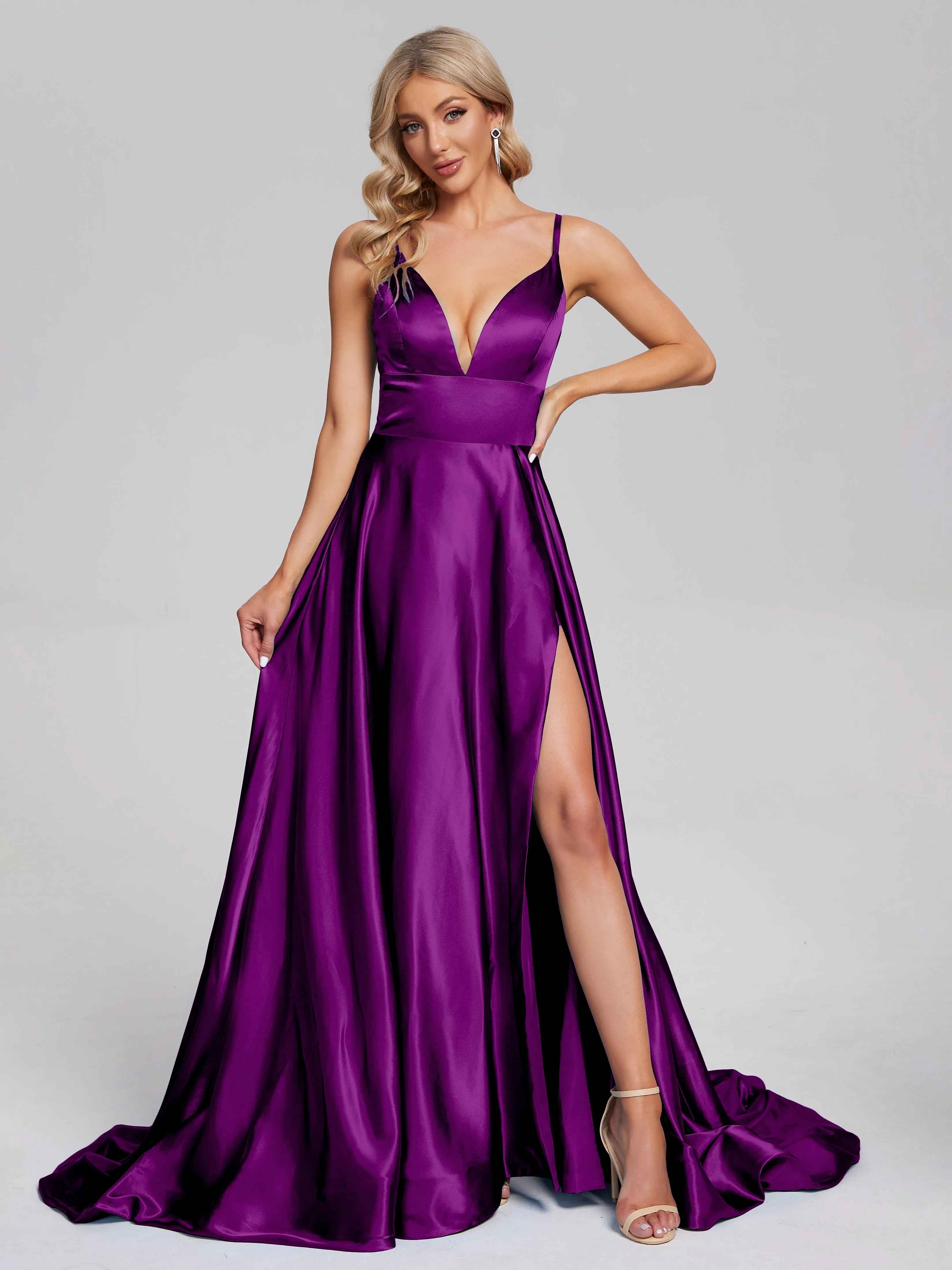 Pretty Soft Satin Long Prom Dresses