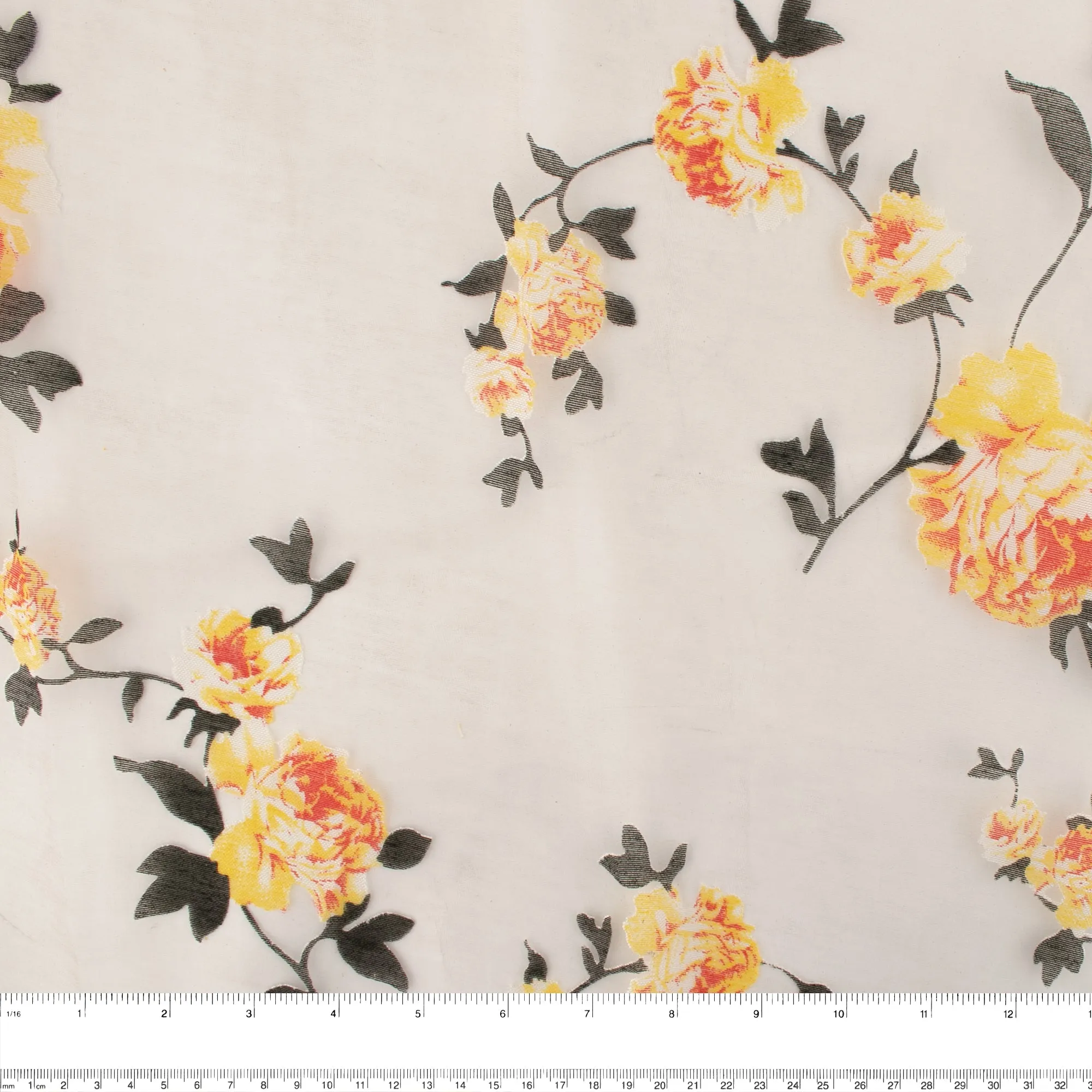 Printed Burnout Organza - Peony - Yellow