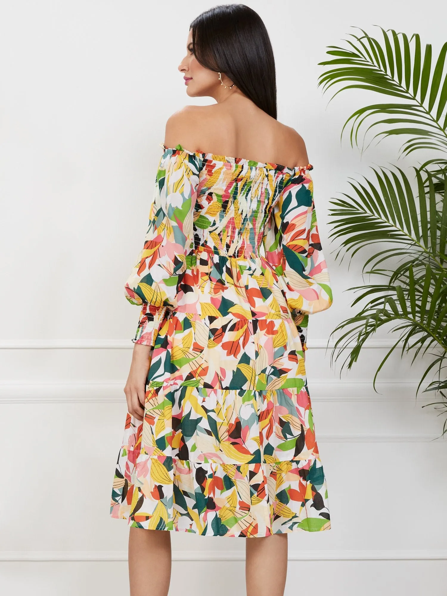 Printed Midi Smock Dress