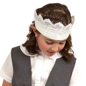 "Maid Costume" White Lace Headband and Youth Full Lace Apron Costume