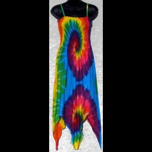 Rainbow Spiral Tie-Dye Fairy Sarong Dress