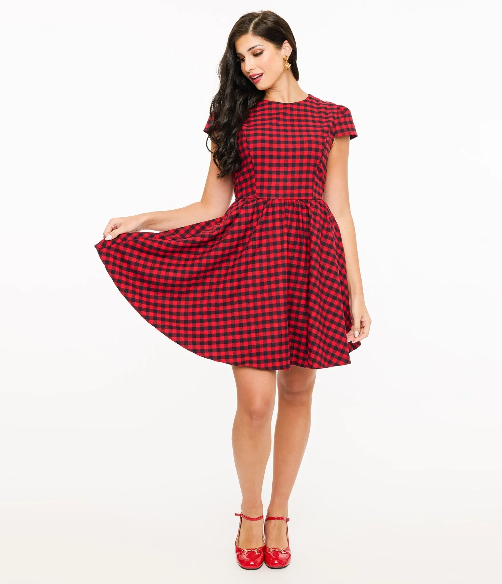 Red & Black Plaid Mini Dress