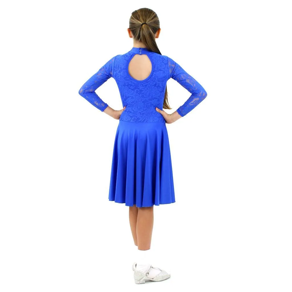 SALE - HAZEL - LYCRA LONG SLEEVE LACE OVERLAY BALLROOM PRACTICE DRESS