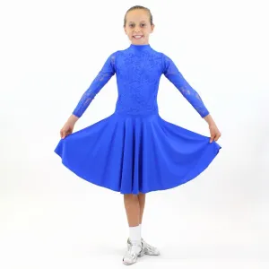 SALE - HAZEL - LYCRA LONG SLEEVE LACE OVERLAY BALLROOM PRACTICE DRESS