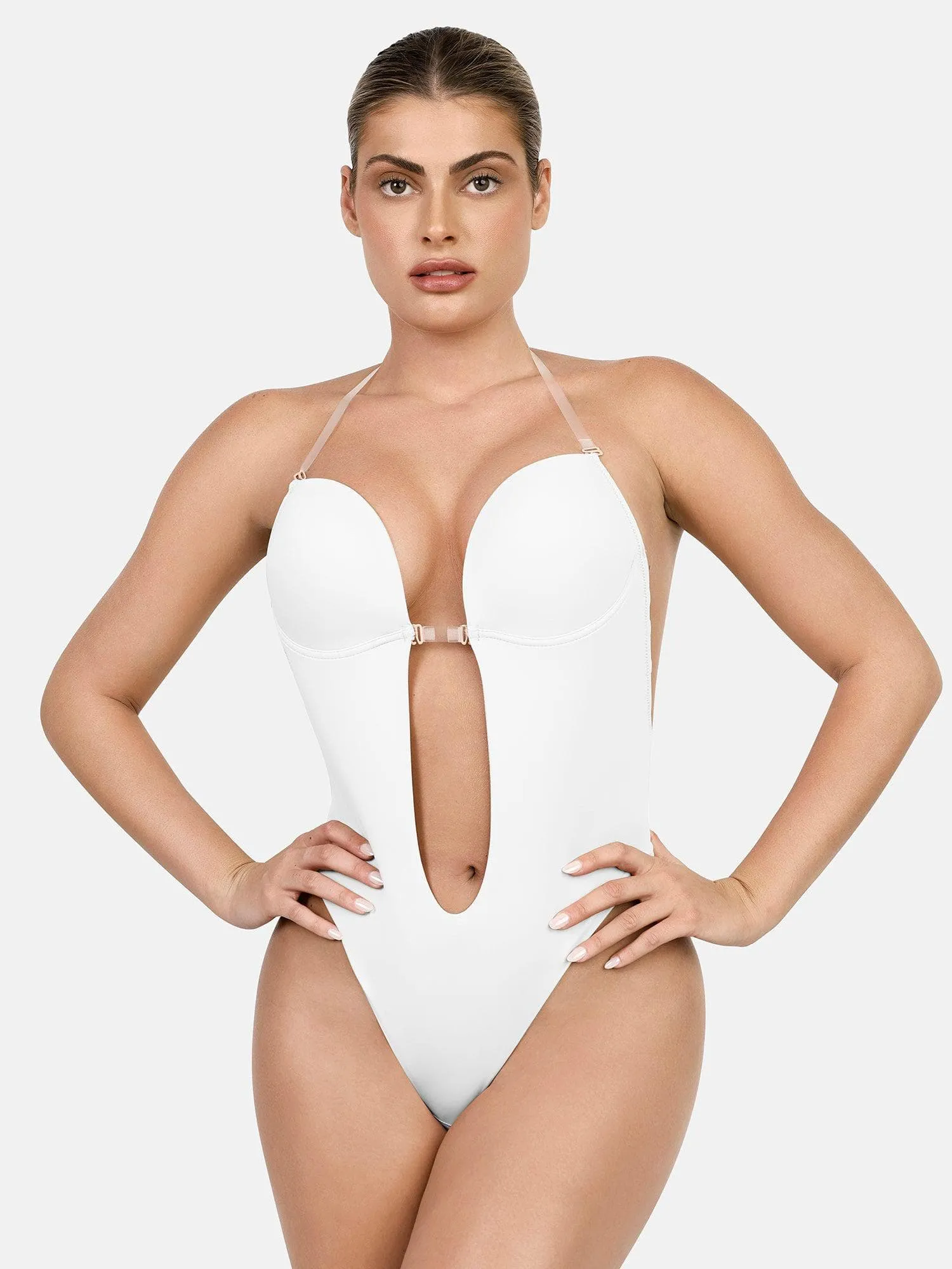 Shapewear Halter Strap Deep U Sculpting Backless Bodysuit