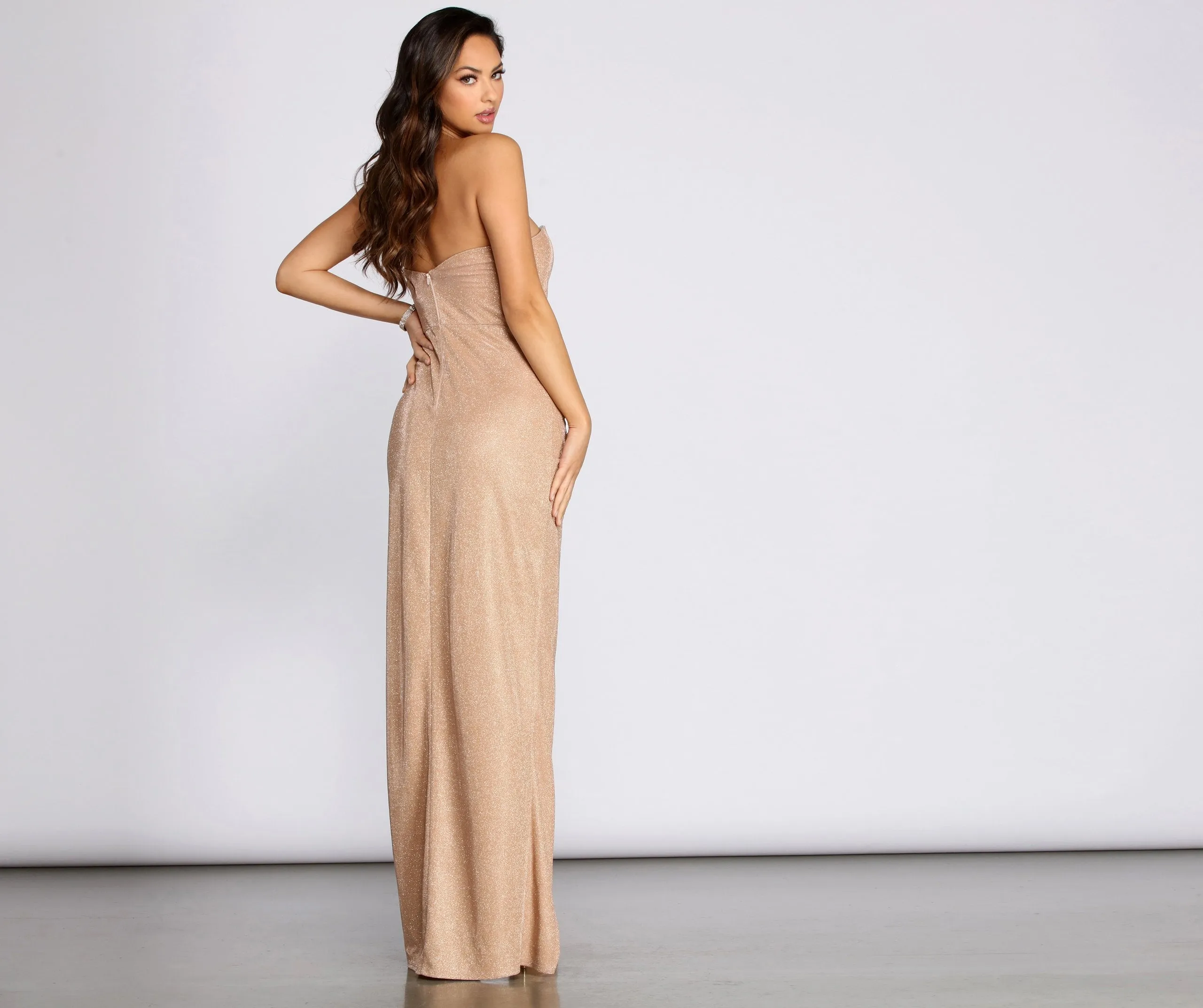 Skylar Glitter Shine Ruched Dress