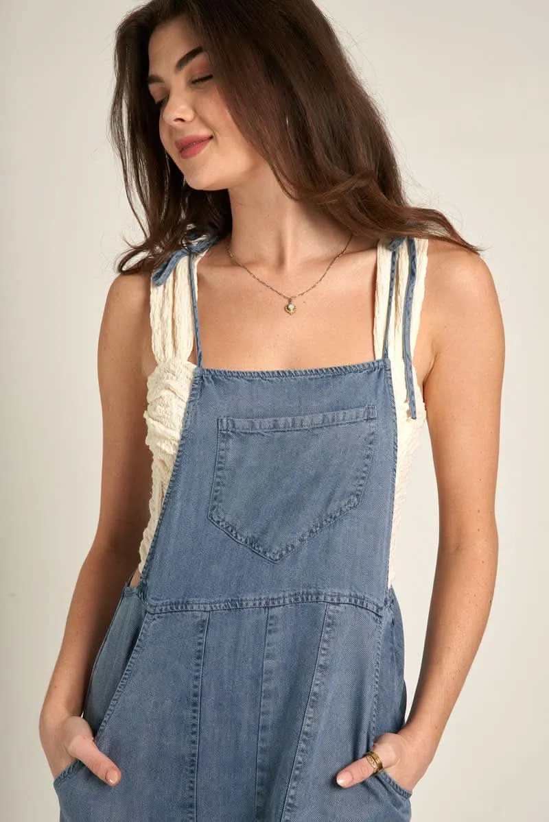 Soft Denim Tie Shoulder Maxi Dress