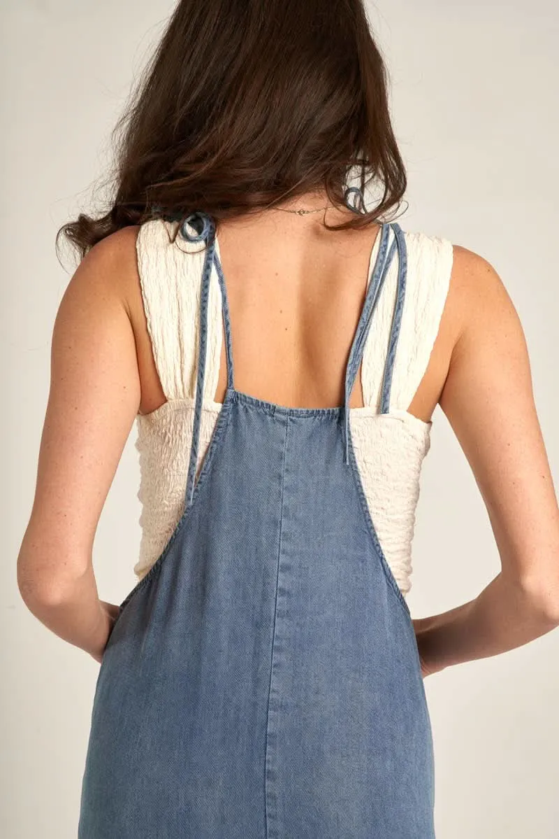 Soft Denim Tie Shoulder Maxi Dress