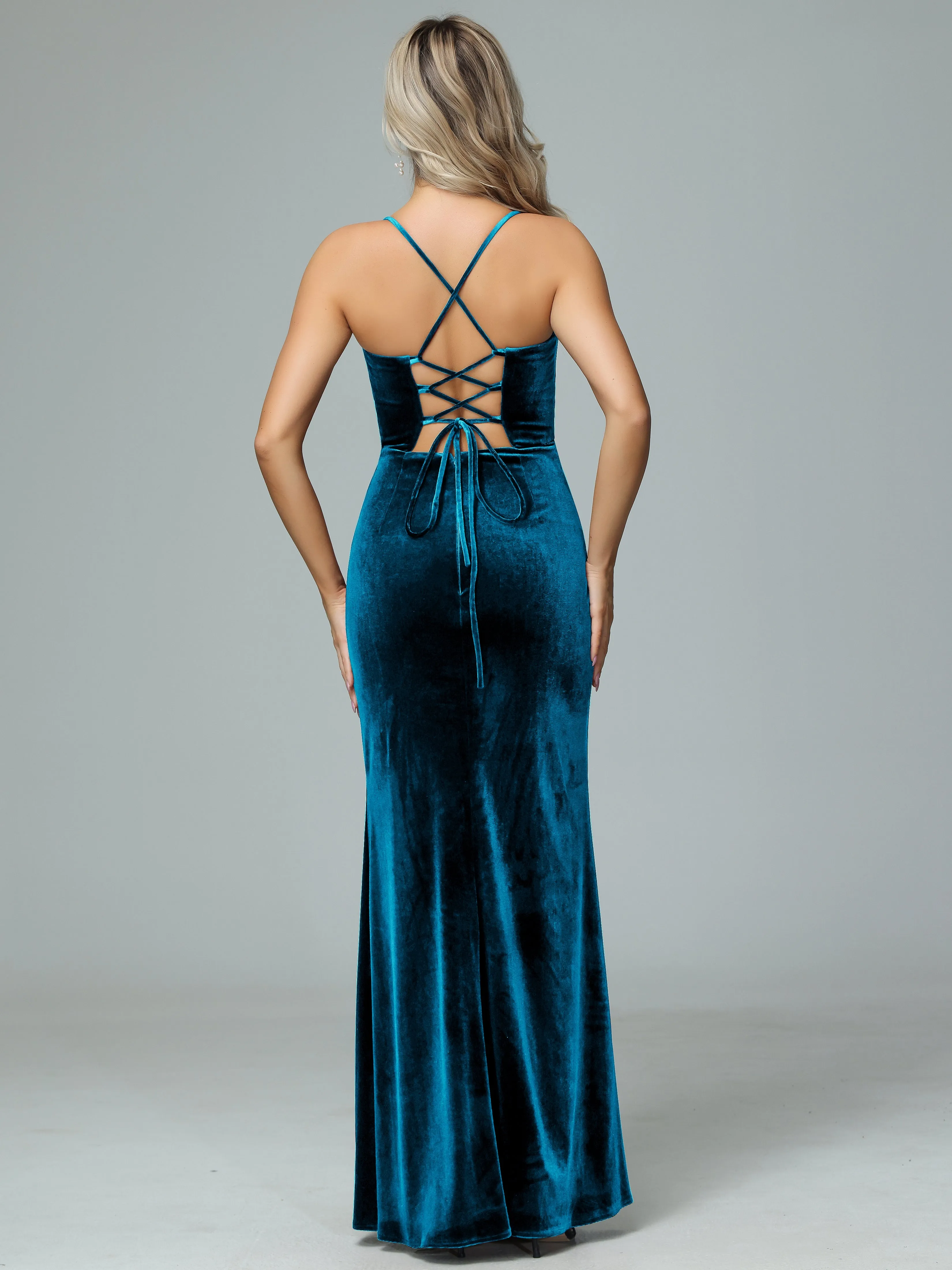 Spaghetti Straps A-line Velvet Winter Bridesmaid Dresses