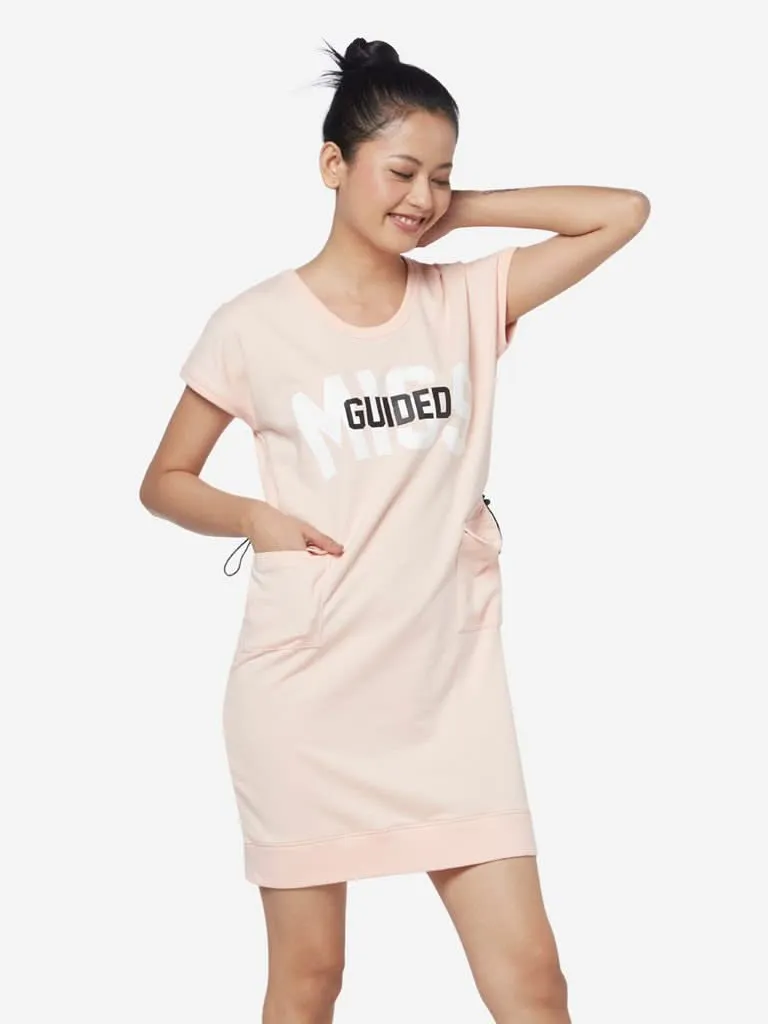 Studiofit Peach Text Printed Dress