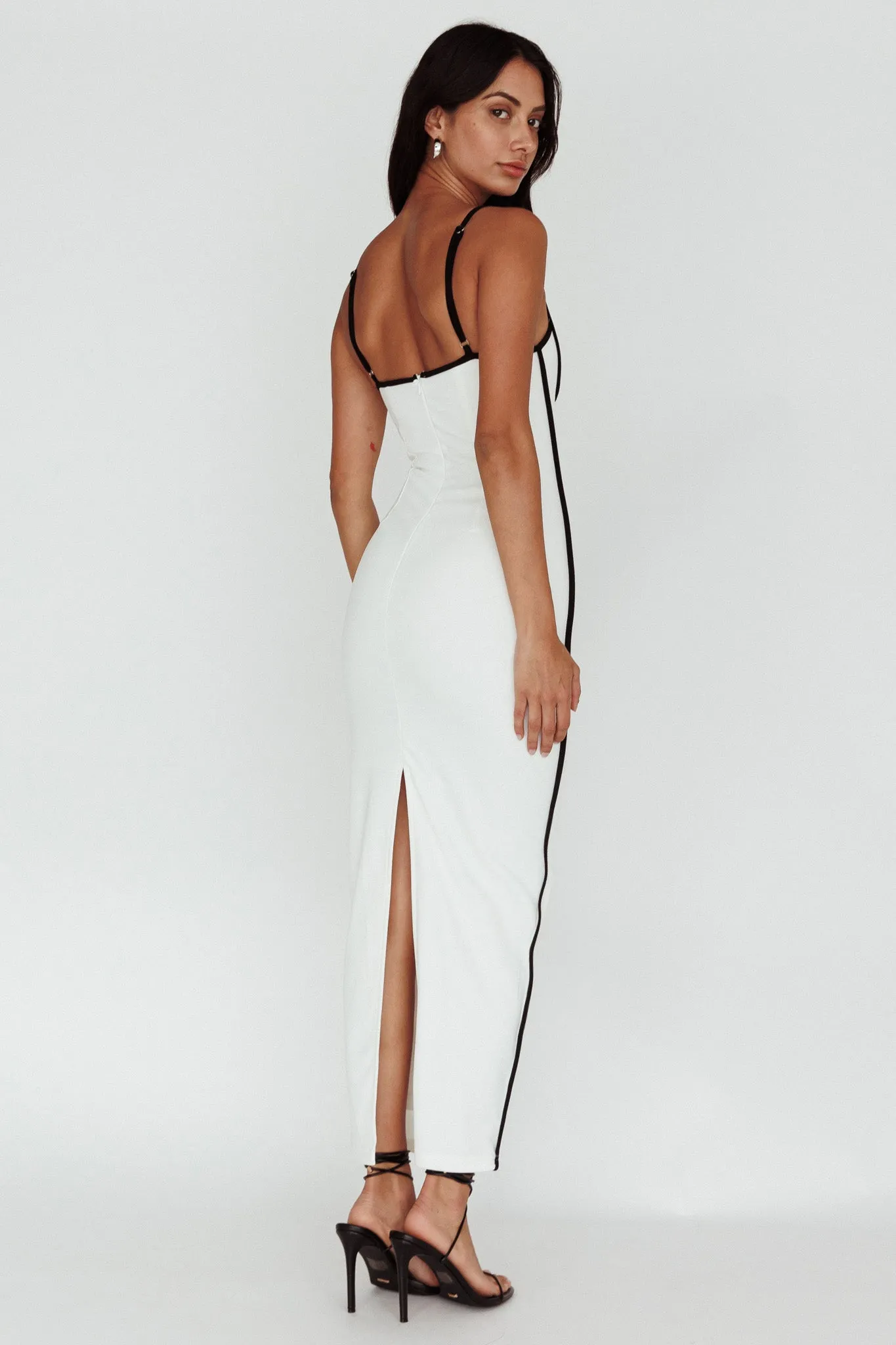 Sunny Coast Piping Trim Maxi Dress White/Black