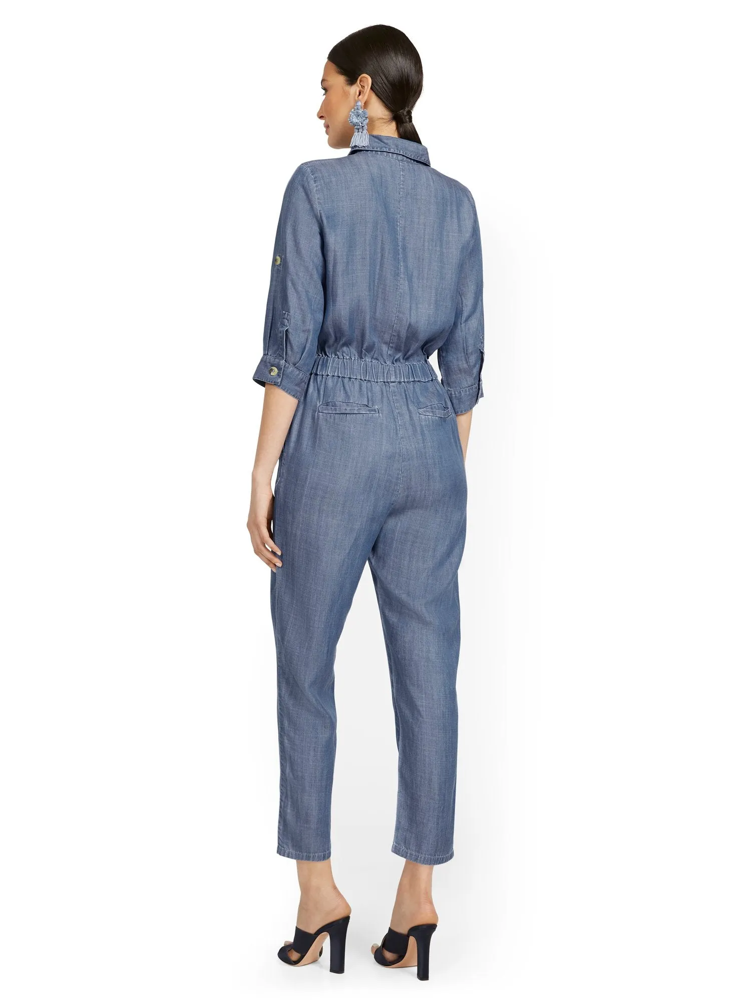 Tencel Jumpsuit with Roll Sleeve