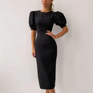 Tight high waist puff sleeve dress