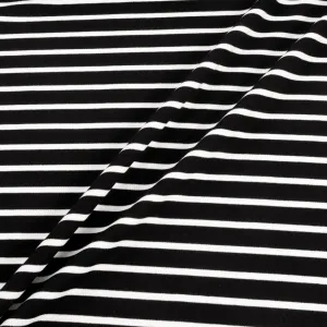 White Striped Black Microfibre Jersey