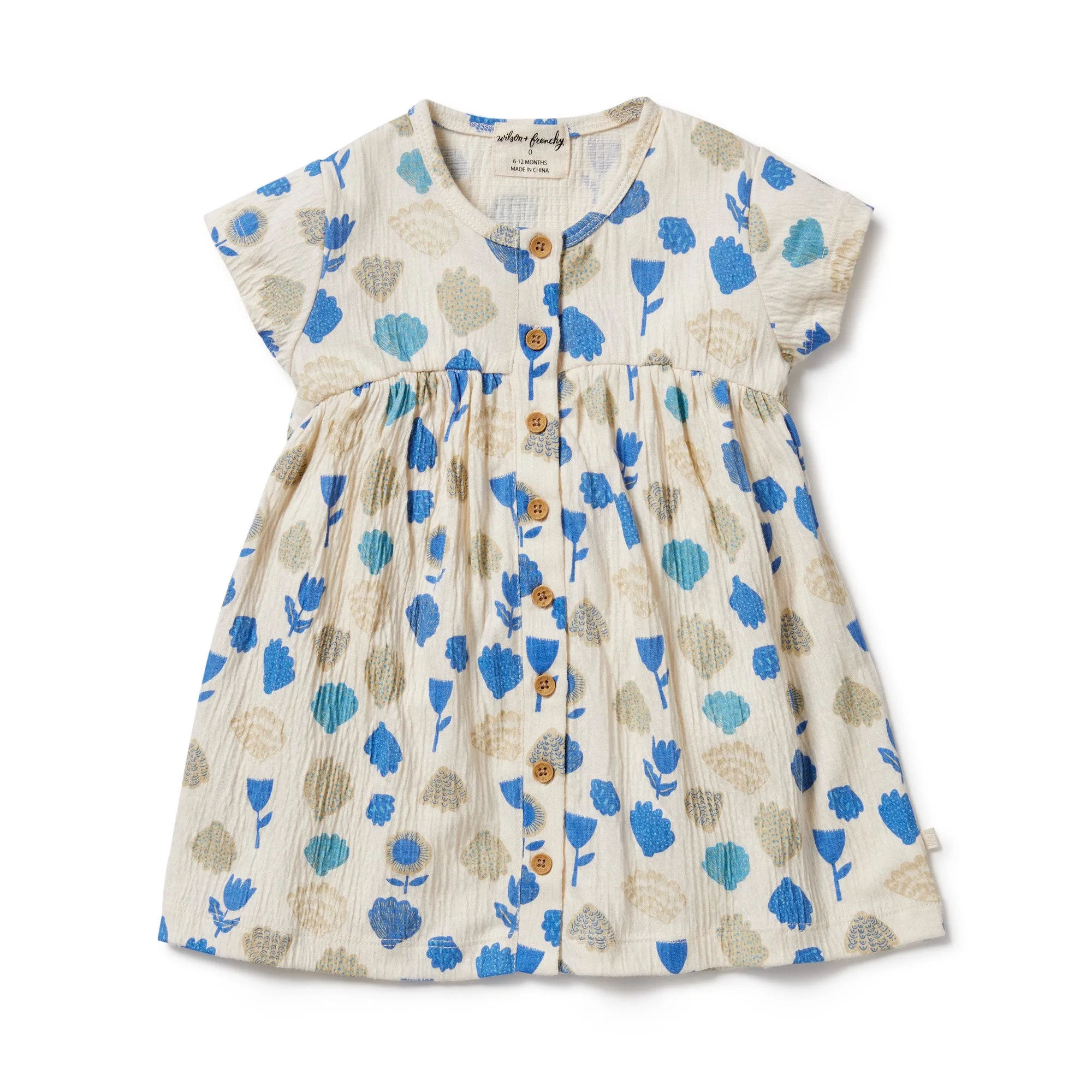 WILSON & FRENCHY OCEAN BREEZE CRINKLE BUTTON DRESS