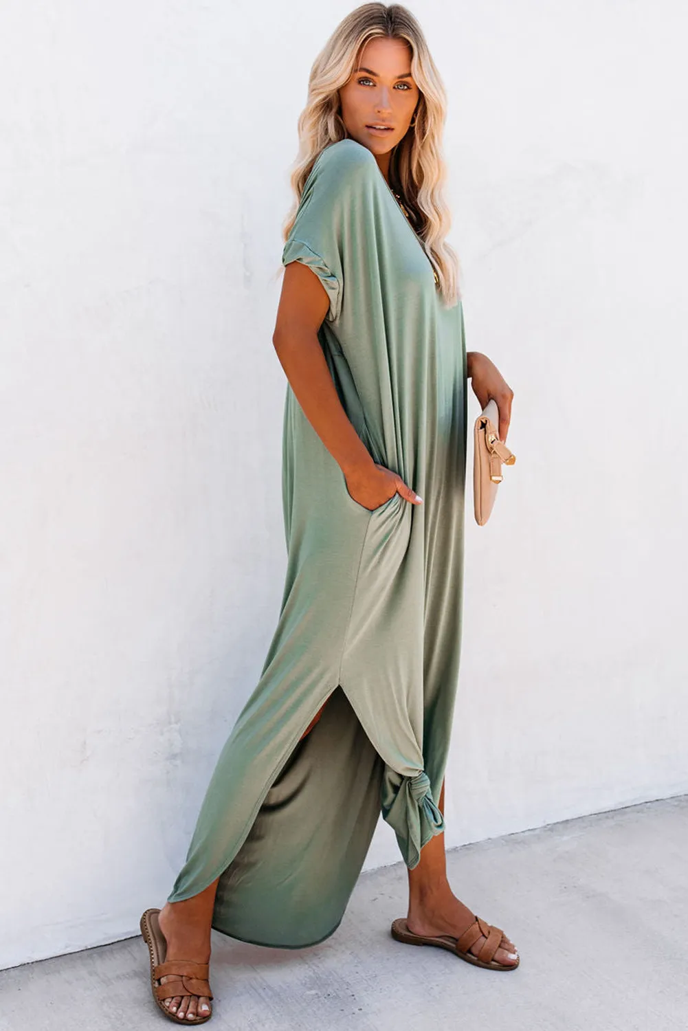 Women Splits Maxi T-shirt Dress