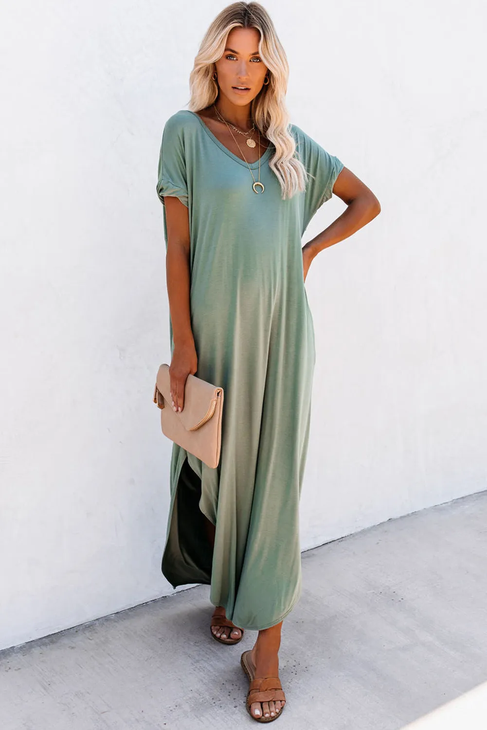 Women Splits Maxi T-shirt Dress